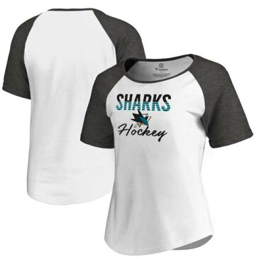 ファナティクス FANATICS BRANDED シャークス レディース フリー ラグラン Tシャツ 白色 ホワイト 黒色 ブラック サンノゼ WOMEN'S 【 FANATICS BRANDED FREE LINE RAGLAN SCOOP NECK TRIBLEND TSHIRT WHITE BLACK 】