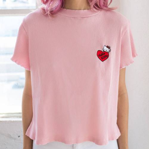 TVc sN CW[I[t n[LeB[ fB[X y LAZY OAF X HELLO KITTY WOMEN FRILLY TEE (PINK) / PINK z fB[Xt@bV gbvX Jbg\[