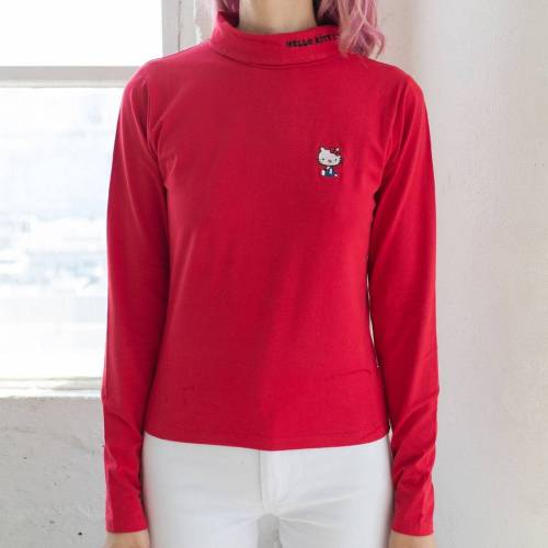 赤 レッド レイジーオーフ ハローキティー レディース 【 LAZY OAF X HELLO KITTY WOMEN SKIVVY TURTLENECK SHIRT (RED) / RED 】 メンズファッション トップス カジュアルシャツ