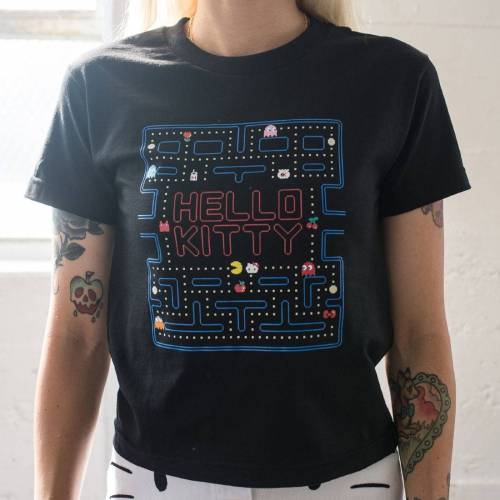 ベイト ゲーム Tシャツ 黒色 ブラック レディース 【 GAME BAIT X SANRIO PACMAN WOMEN TEE BLACK 】