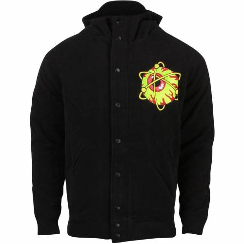 ミシカ ウォッチ 時計 フード付 ジャケット 黒色 ブラック メンズ 【 MISHKA MEN ATOMIC KEEP WATCH HOODED VARSITY JACKET (BLACK) / BLACK 】 メンズファッション コート