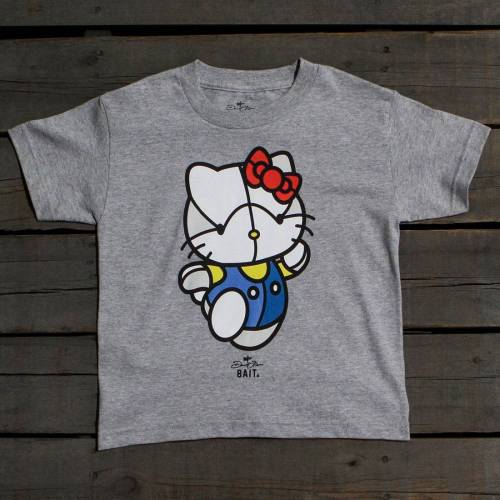楽天スニケス【★Fashion THE SALE★7/12午前10時迄】ベイト 子供用 Tシャツ ヘザー 灰色 グレー グレイ ハローキティー ジュニア キッズ 【 BAIT X DAVID FLORES HELLO KITTY YOUTH TEE （GRAY / HEATHER GREY） GRAY HEATHER GREY 】 メンズファッション トップス カット