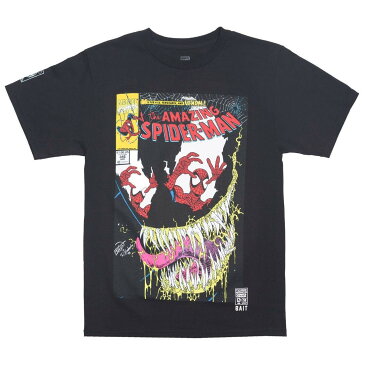 ベイト BAIT Tシャツ 黒 ブラック #346 【 BLACK BAIT X MARVEL MEN AMAZING SPIDERMAN TEE 】 メンズファッション トップス Tシャツ カットソー