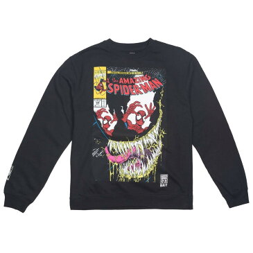 ベイト BAIT 黒 ブラック #346 【 BLACK BAIT X MARVEL MEN AMAZING SPIDERMAN CREW SWEATER 】 メンズファッション トップス Tシャツ カットソー