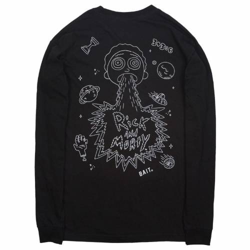 ベイト スリーブ Tシャツ 黒色 ブラック 長袖 メンズ 【 BAIT X RICK AND MORTY MEN BARF LONG SLEEVE TEE (BLACK) / BLACK 】 メンズファッション トップス カットソー