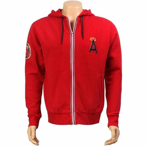 ライト エンゼルス フーディー パーカー 赤 レッド ロサンゼルス 大谷翔平 メンズ 【 WRIGHT AND DITSON LOS ANGELES ANGELS ZIP UP HOODY (RED) / RED 】 メンズファッション トップス
