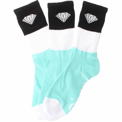 DIAMOND SUPPLY CO ダイヤモンド サプライ ストライプ 靴下 青色 ブルー 白色 ホワイト 黒色 ブラック ダイアモンドサプライ 3個入 メンズ 【 SUPPLY STRIPE BIG EMBLEM SOCKS DIAMOND BLUE WHITE BLACK 1S 】