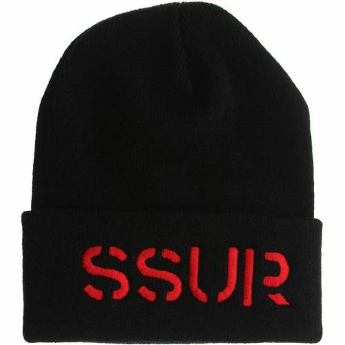 【★スーパーSALE★12/11深夜2時迄】サー ビーニー キャップ 帽子 黒色 ブラック 赤 レッド メンズ 【 SSUR STENCIL BEANIE (BLACK / RED) BLACK RED 】 バッグ メンズキャップ 帽子 ニット帽