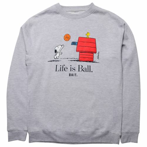 ベイト トレーナー 灰色 グレー グレイ ヘザー メンズ 【 GRAY HEATHER BAIT X SNOOPY MEN LIFE BALL CREWNECK SWEATER 】