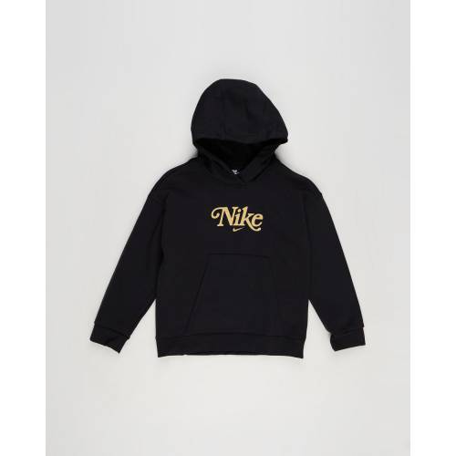 ナイキ フリース フーディー パーカー 黒色 ブラック ゴールド & ジュニア キッズ 【 NIKE FLEECE HOODIE TEENS BLACK METALLIC GOLD 】