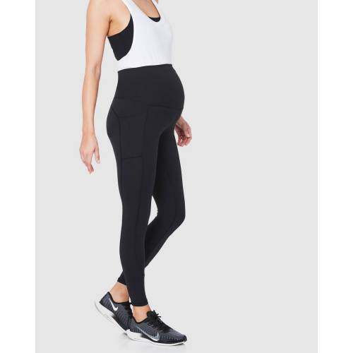 レギンス タイツ 黒色 ブラック レディース 【 SOON MATERNITY SAGE SIDE POCKET ACTIVE LEGGINGS BLACK 】