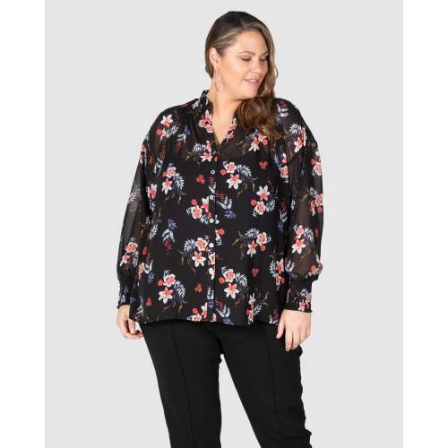 レディース 【 LOVE YOUR WARDROBE LILLY SHIRRED BOHO BLOUSE DARK FLORAL 】