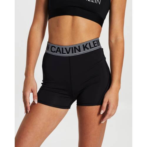 パフォーマンス ショーツ ハーフパンツ 黒色 ブラック 白色 ホワイト & レディース 【 CALVIN KLEIN PERFORMANCE TIGHT GYM SHORTS CK BLACK BRIGHT WHITE 】