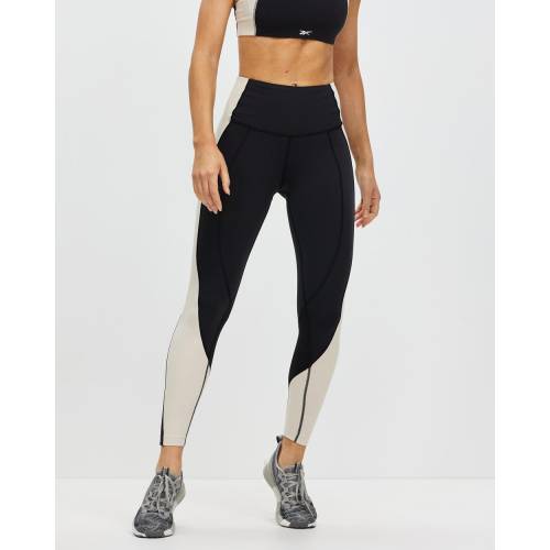 リーボック パフォーマンス レギンス タイツ 黒色 ブラック & レディース 【 REEBOK PERFORMANCE LUX HIGHRISE COLORBLOCK LEGGINGS BLACK STUCCO 】