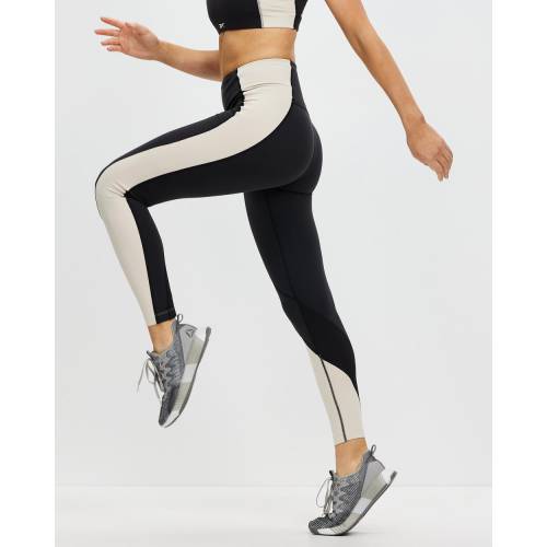 リーボック パフォーマンス レギンス タイツ 黒色 ブラック & レディース 【 REEBOK PERFORMANCE LUX HIGHRISE COLORBLOCK LEGGINGS BLACK STUCCO 】