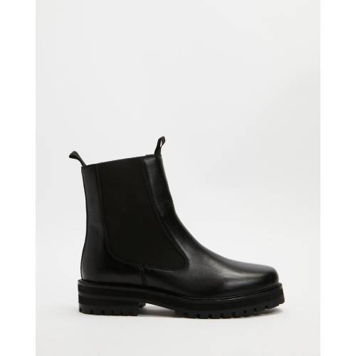 レザー ブーツ 黒色 ブラック レディース 【 ATMOSANDHERE PENELOPE LEATHER BOOTS BLACK GRAINED 】