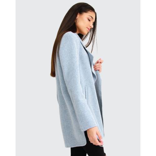 青色 ブルー レディース 【 BELLE AND BLOOM EXBOYFRIEND WOOL BLEND OVERSIZED COAT LIGHT BLUE 】