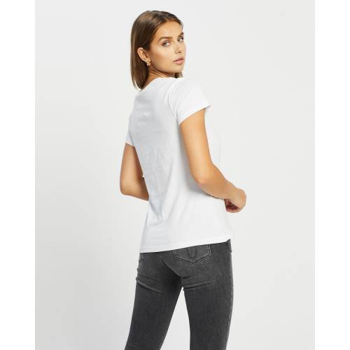 カルバンクラインジーンズ ジーンズ コア ロゴ スリム 白色 ホワイト レディース 【 SLIM CALVIN KLEIN JEANS CORE INSTITUTIONAL LOGO TSHIRT WHITE 】