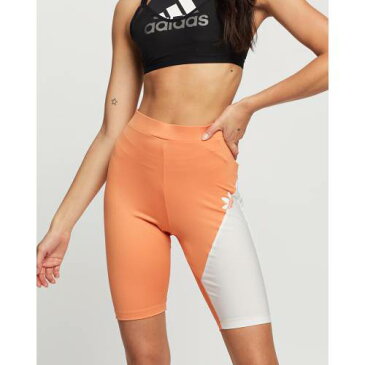 アディダス オリジナルス トレフォイル タイツ 銅色 コッパー 白色 ホワイト & レディース 【 TIGHTS ADIDAS ORIGINALS ADICOLOR SLICED TREFOIL SHORT HAZY COPPER WHITE 】
