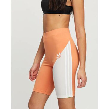 アディダス オリジナルス トレフォイル タイツ 銅色 コッパー 白色 ホワイト & レディース 【 TIGHTS ADIDAS ORIGINALS ADICOLOR SLICED TREFOIL SHORT HAZY COPPER WHITE 】