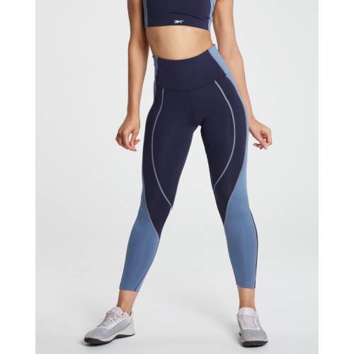 リーボック パフォーマンス レギンス タイツ 紺色 ネイビー レディース 【 REEBOK PERFORMANCE LUX HIGHRISE COLOURBLOCK LEGGINGS VECTOR NAVY 】