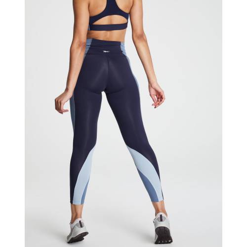 リーボック パフォーマンス レギンス タイツ 紺色 ネイビー レディース 【 REEBOK PERFORMANCE LUX HIGHRISE COLOURBLOCK LEGGINGS VECTOR NAVY 】