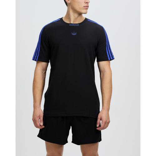 アディダス オリジナルス Tシャツ 黒色 ブラック & メンズ 【 ADIDAS ORIGINALS 3STRIPES TEE BLACK SONIC INK 】
