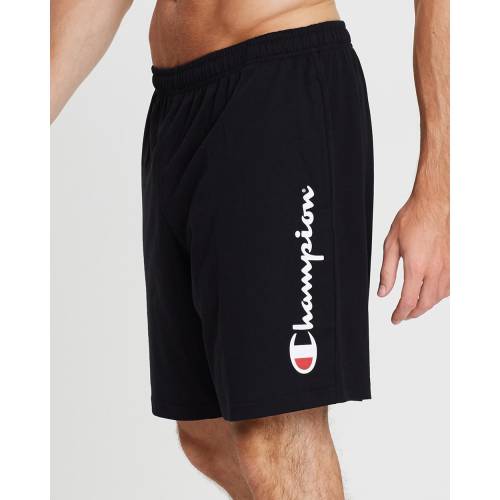 チャンピオン スクリプト ジャージー ショーツ ハーフパンツ 黒色 ブラック メンズ 【 CHAMPION SCRIPT JERSEY SHORTS BLACK 】