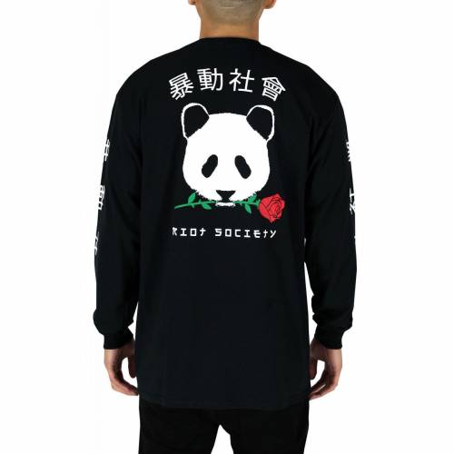 RIOT SOCIETY ソサエティー ローズ メンズ スリーブ Tシャツ 青色 ブルー 長袖 【 ROSE SLEEVE RIOT SOCIETY PANDA MENS TSHIRT BLUE 】 メンズファッション トップス Tシャツ カットソーのサムネイル