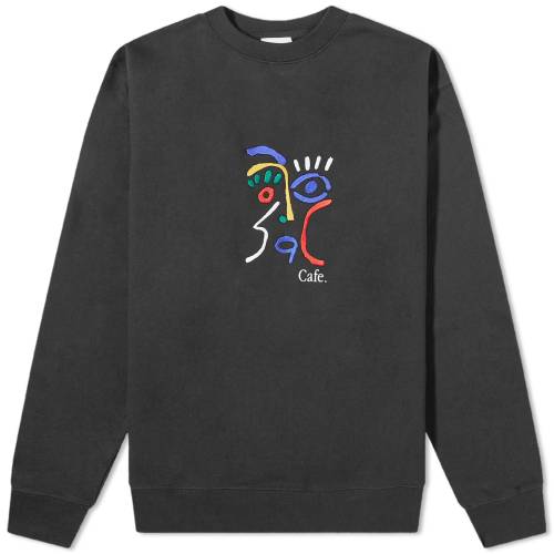 【★スーパーSALE★6/11深夜2時迄】クルー スウェット 黒色 ブラック スウェットトレーナー メンズ 【 SKATEBOARD CAFE SKATEBOARD CAFE MARCELLO CREW SWEAT / BLACK 】 メンズファッション トップス ニット セーター