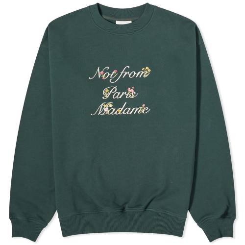 ドロールドムッシュ フリース クルー スウェット 緑 グリーン DRôLE END. スウェットトレーナー メンズ 【 DROLE DE MONSIEUR DE MONSIEUR PRESENTED BY EMBROIDERED COTTON FLEECE CREW SWEAT / GREEN 】 メンズファッシ