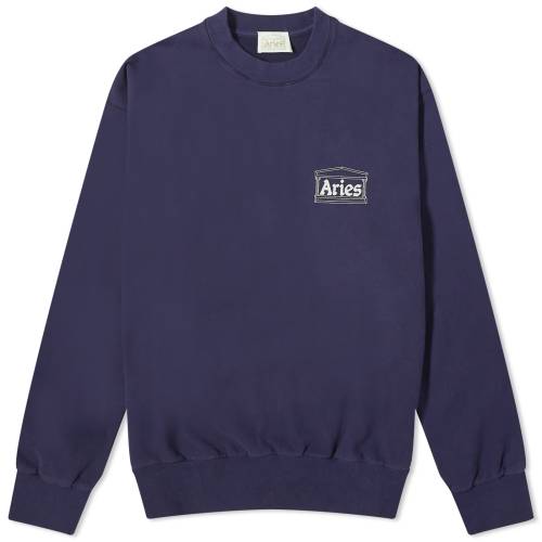 アリーズ テンプル クルー スウェットシャツ トレーナー 紺色 ネイビー メンズ 【 ARIES MINI TEMPLE CREW NECK SWEATSHIRT / NAVY 】 メンズファッション トップス ニット セーター