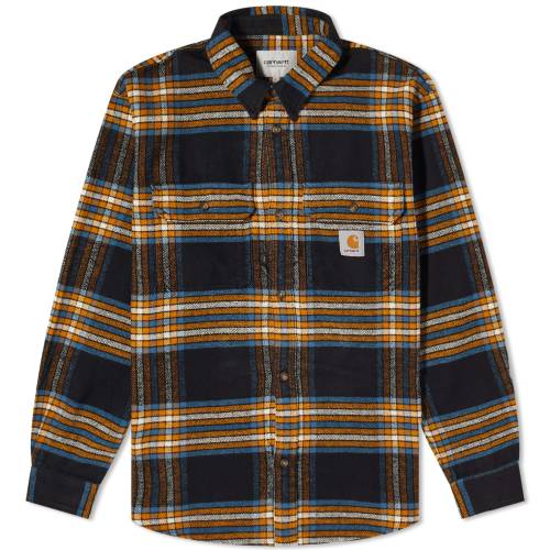 J[n[g _u[ACs[ F ubN F u[ & Y y CARHARTT WIP CARHARTT WIP HAWKINS CHECK SHIRT / BLACK & PRUSSIAN BLUE z Yt@bV gbvX