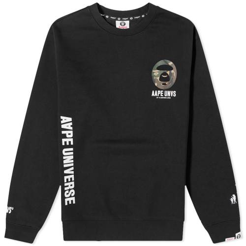 エイプバイベイシングエイプ クルー スウェット 黒色 ブラック スウェットトレーナー メンズ 【 AAPE BY A BATHING APE AAPE BACK X-BONE CREW SWEAT / BLACK 】 メンズファッション トップス ニット セータ