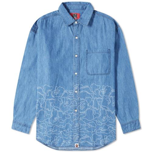 AxCVOGCv fj F CfBS fjVc Y y A BATHING APE A BATHING APE 30TH ANNIVERSARY DENIM SHIRT / LIGHT INDIGO z Yt@bV gbvX