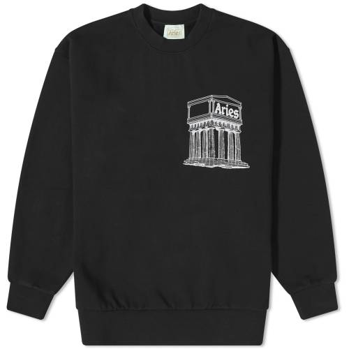 アリーズ メガ テンプル クルー スウェットシャツ トレーナー 黒色 ブラック メンズ 【 ARIES MEGA TEMPLE CREW NECK SWEATSHIRT / BLACK 】 メンズファッション トップス ニット セーター