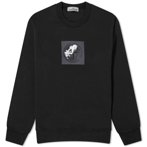 ストーンアイランド クルー スウェット 黒色 ブラック スウェットトレーナー メンズ 【 STONE ISLAND STONE ISLAND INSTITUTIONAL ONE BADGE PRINT CREW SWEAT / BLACK 】 メンズファッション トップス ニット セー