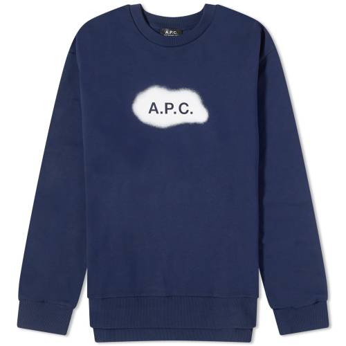 アー・ペー・セー ロゴ クルー スウェット 紺色 ネイビー A.P.C. スウェットトレーナー メンズ 【 ALASTOR SPRAY LOGO CREW SWEAT / DARK NAVY 】 メンズファッション トップス ニット セーター