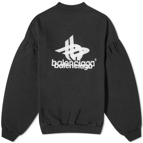 バレンシアガ ロゴ クルー スウェット 黒色 ブラック 白色 ホワイト スウェットトレーナー & メンズ 【 BALENCIAGA LOGO CREW SWEAT / BLACK & WHITE 】 メンズファッション トップス ニット セーター