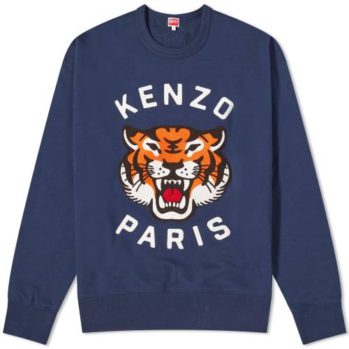 ケンゾー クルー スウェット 青色 ブルー スウェットトレーナー メンズ 【 KENZO LUCKY TIGER CREW SWEAT / MIDNIGHT BLUE 】 メンズファッション トップス ニット セーター