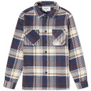 紺色 ネイビー メンズ 【 WAX LONDON WAX LONDON ASTRO CHECK WHITING OVERSHIRT / NAVY 】 メンズファッション トップス