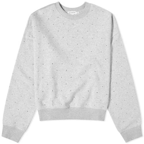 グッドアメリカン クルー スウェットシャツ トレーナー ヘザー 灰色 グレー レディース 【 GOOD AMERICAN GOOD AMERICAN CRYSTAL ALLOVER CREW NECK SWEATSHIRT / HEATHER GREY 】 レディースファッション トップス