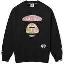 エイプバイベイシングエイプ レーザー カモ柄 クルー スウェット 黒色 ブラック スウェットトレーナー メンズ 【 AAPE BY A BATHING APE AAPE BIG FACE LASER FOIL CAMO CREW SWEAT / BLACK 】 メンズファッショ