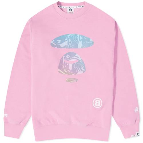 エイプバイベイシングエイプ レーザー カモ柄 クルー スウェット ピンク スウェットトレーナー メンズ 【 AAPE BY A BATHING APE AAPE BIG FACE LASER FOIL CAMO CREW SWEAT / PINK 】 メンズファッション トップ