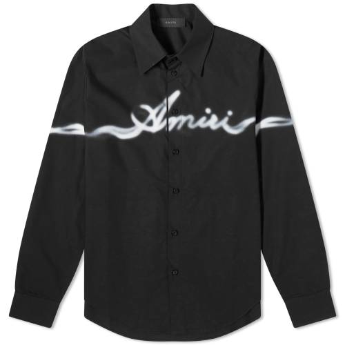 A~ S F ubN Y y AMIRI SMOKE LOGO SHIRT / BLACK z Yt@bV gbvX