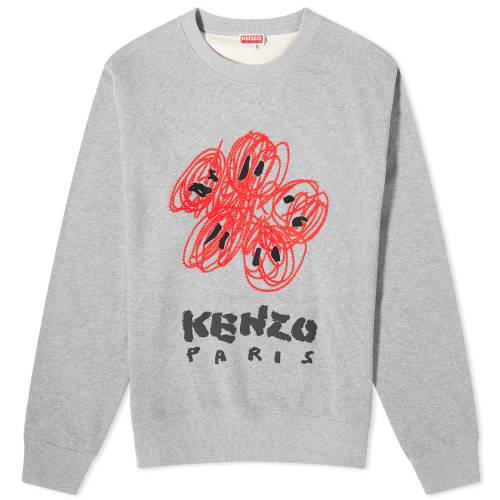 ケンゾー クルー スウェット パール 灰色 グレー スウェットトレーナー メンズ 【 KENZO DRAWN VARSITY CREW SWEAT / PEARL GREY 】 メンズファッション トップス ニット セーター