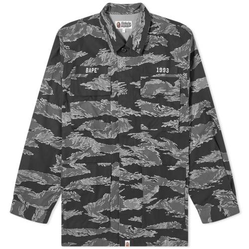 AxCVOGCv J F ubN Y y A BATHING APE A BATHING APE TIGER CAMO RELAXED FIT MILITARY SHIRT / BLACK z Yt@bV gbvX