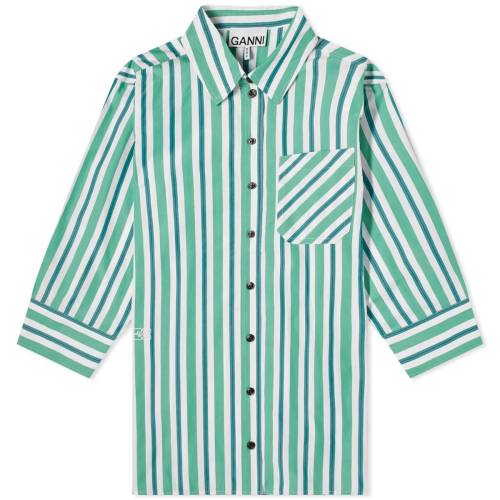 【★スーパーSALE★6/11深夜2時迄】ガニー ストライプ レディース 【 GANNI STRIPE COTTON SHIRT / CREME DE MENTHE 】 レディースファッション トップス