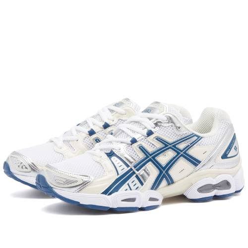 アシックス 白色 ホワイト 藍色 インディゴ スニーカー レディース 【 ASICS GEL-NIMBUS 9 / WHITE LIGHT INDIGO 】