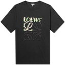 ロエベ ロゴ Tシャツ 黒色 ブラック & メンズ 【 LOEWE DISTORTED LOGO T-SHIRT / BLACK & MULTI 】 メンズファッション トップス カットソー